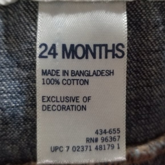 Baby Girls' OshKosh B'gosh Denim Overall/Jumper Dress, size 24 months, EUC - Picture 7 of 9